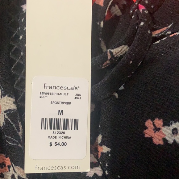 Francescas  black floral  dress , size M , NEW , tag attached. - Picture 4 of 4